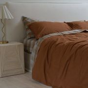 100% Stonewashed Cotton Duvet Set- Rust gallery detail image