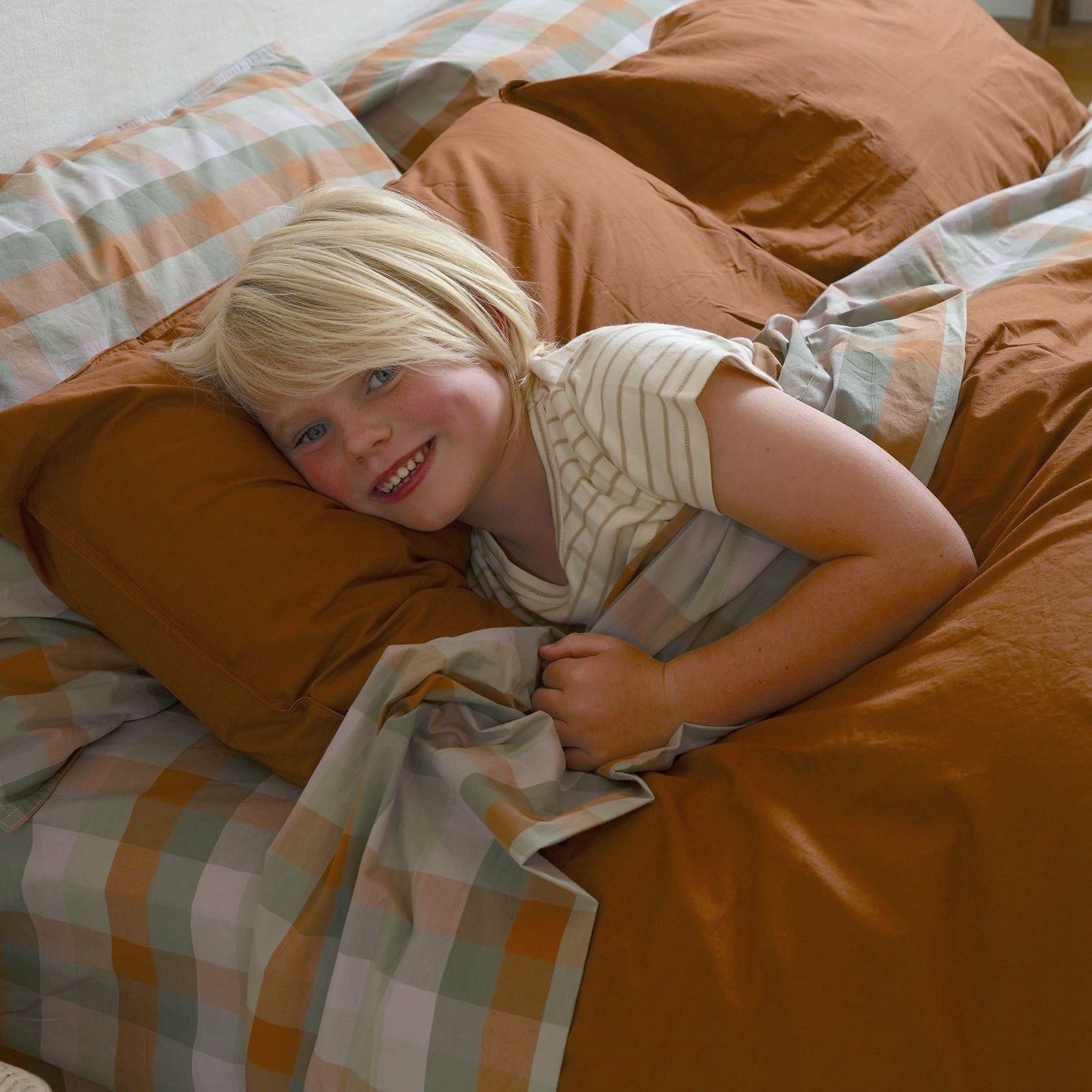 100% Stonewashed Cotton Duvet Set- Rust gallery detail image