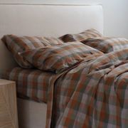 100% Stonewashed Cotton Duvet Set- Sunset Check gallery detail image