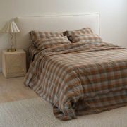 100% Stonewashed Cotton Duvet Set- Sunset Check gallery detail image