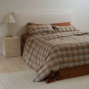 100% Stonewashed Cotton Duvet Set- Sunset Check gallery detail image