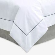 Cotton Percale Duvet Covers With Piping - White/Black gallery detail image