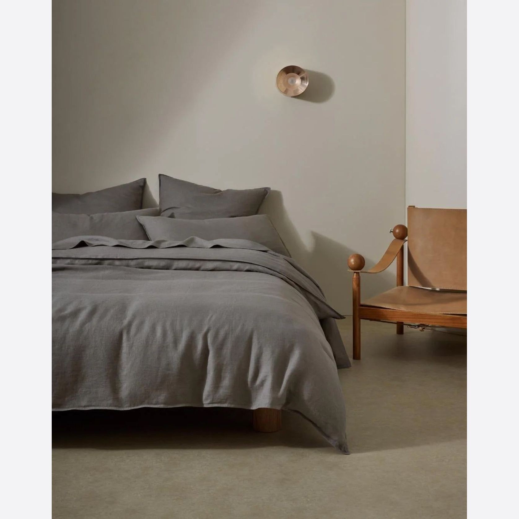 Ravello Linen Quilt Cover - Charcoal | Weave Home Bed Linen gallery detail image
