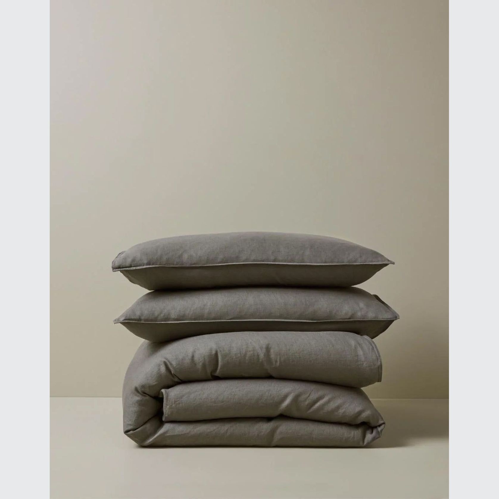 Ravello Linen Quilt Cover - Charcoal | Weave Home Bed Linen gallery detail image