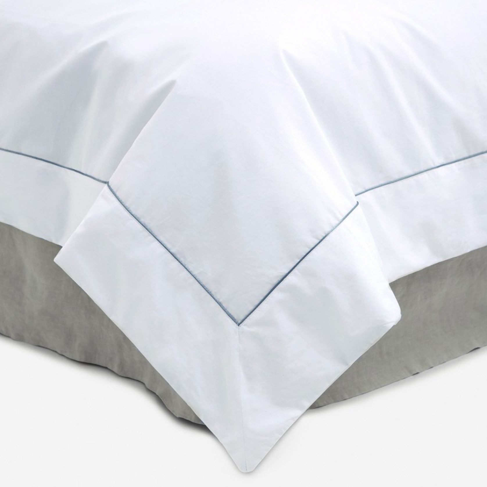 Cotton Percale Duvet Covers With Piping - White/Black gallery detail image