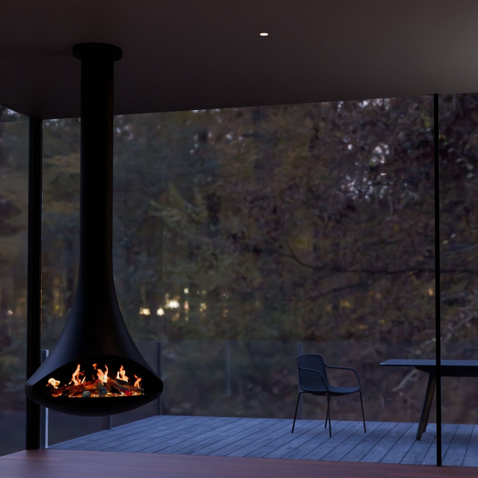VisionLINE Cove Suspended LCD Electric Fire gallery detail image