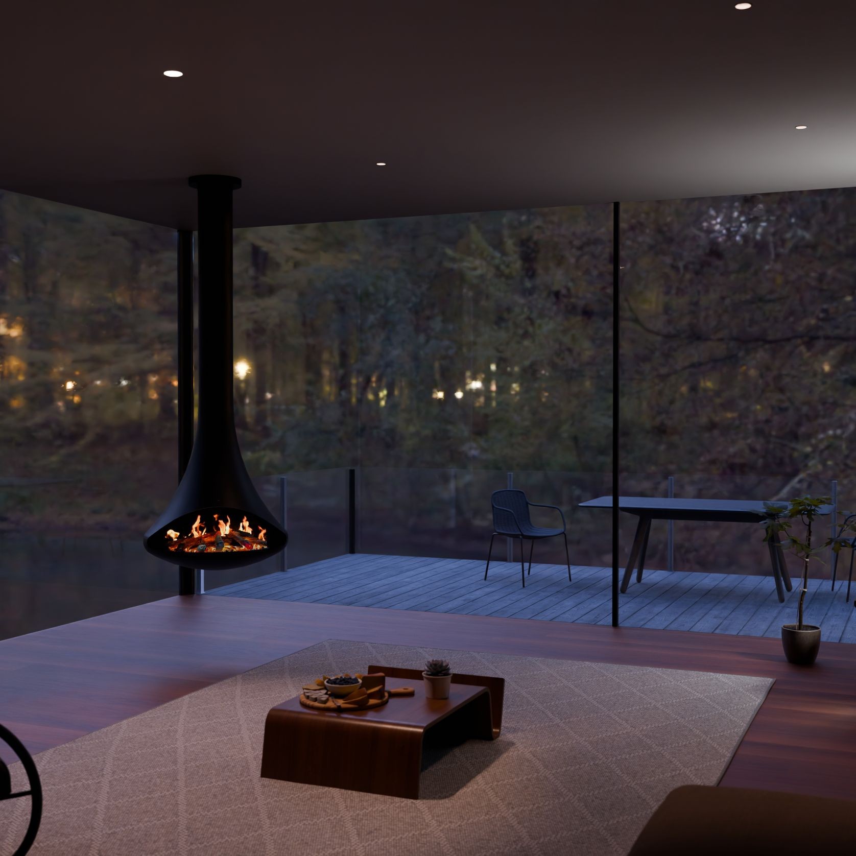 VisionLINE Cove Suspended LCD Electric Fire gallery detail image