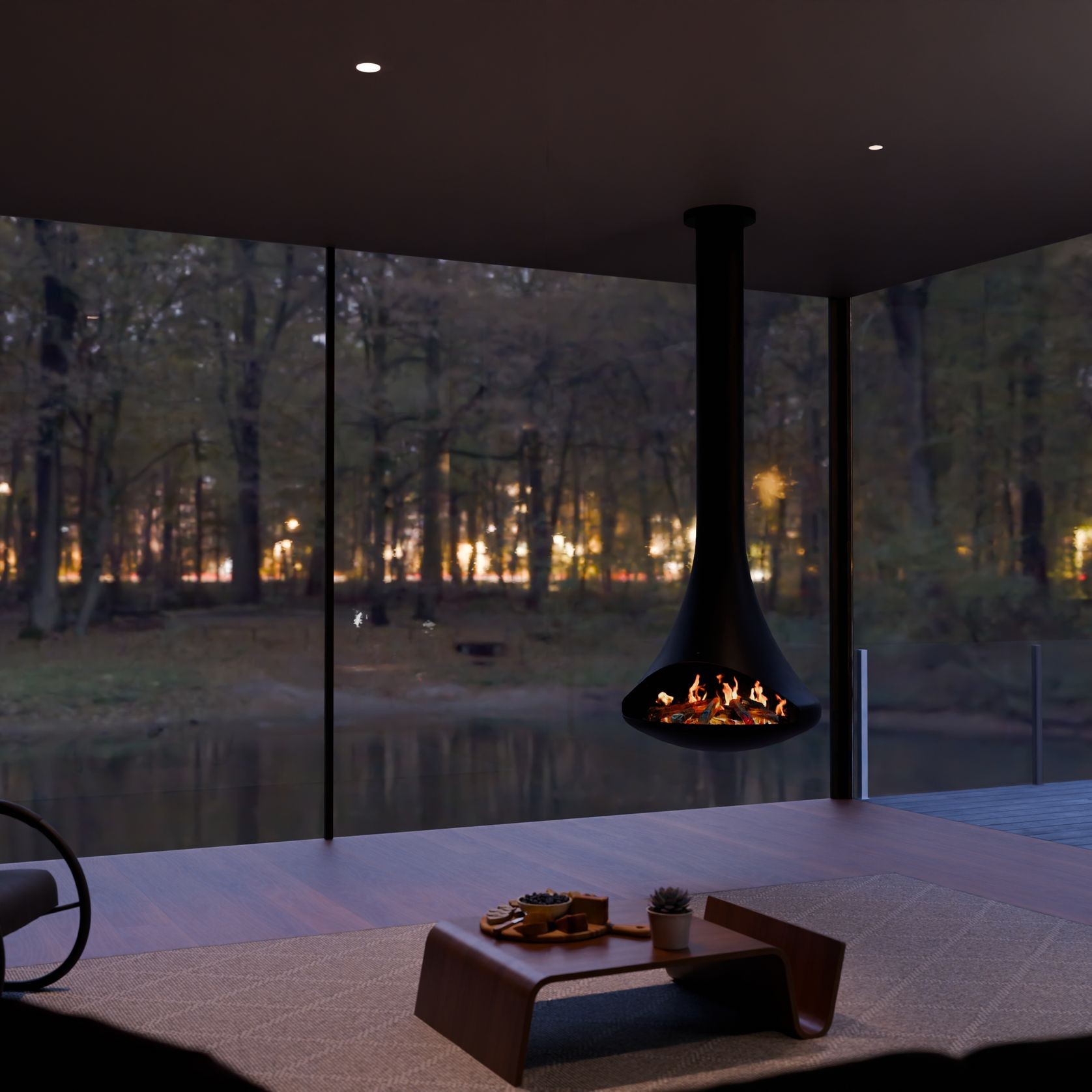 VisionLINE Cove Suspended LCD Electric Fire gallery detail image