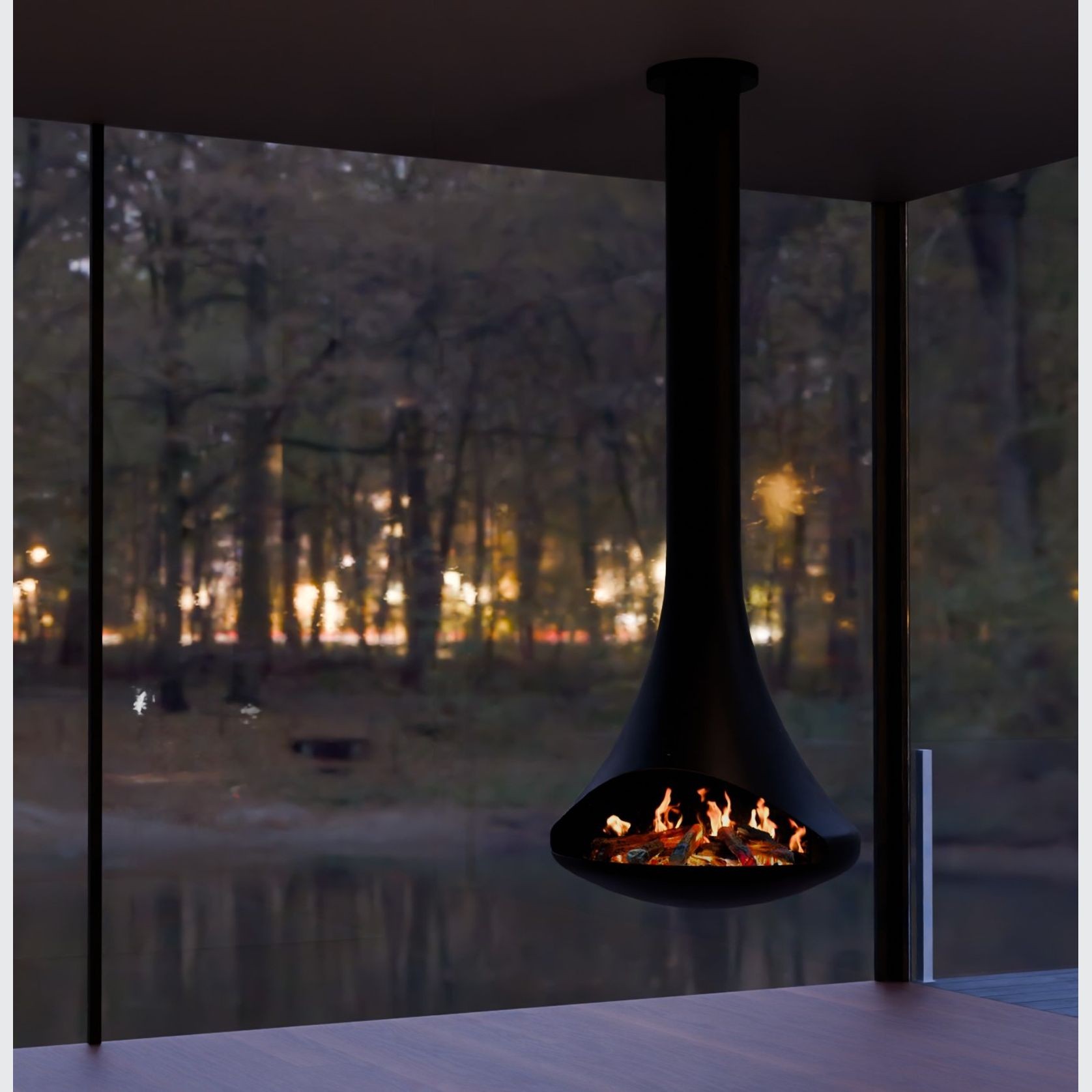 VisionLINE Cove Suspended LCD Electric Fire gallery detail image