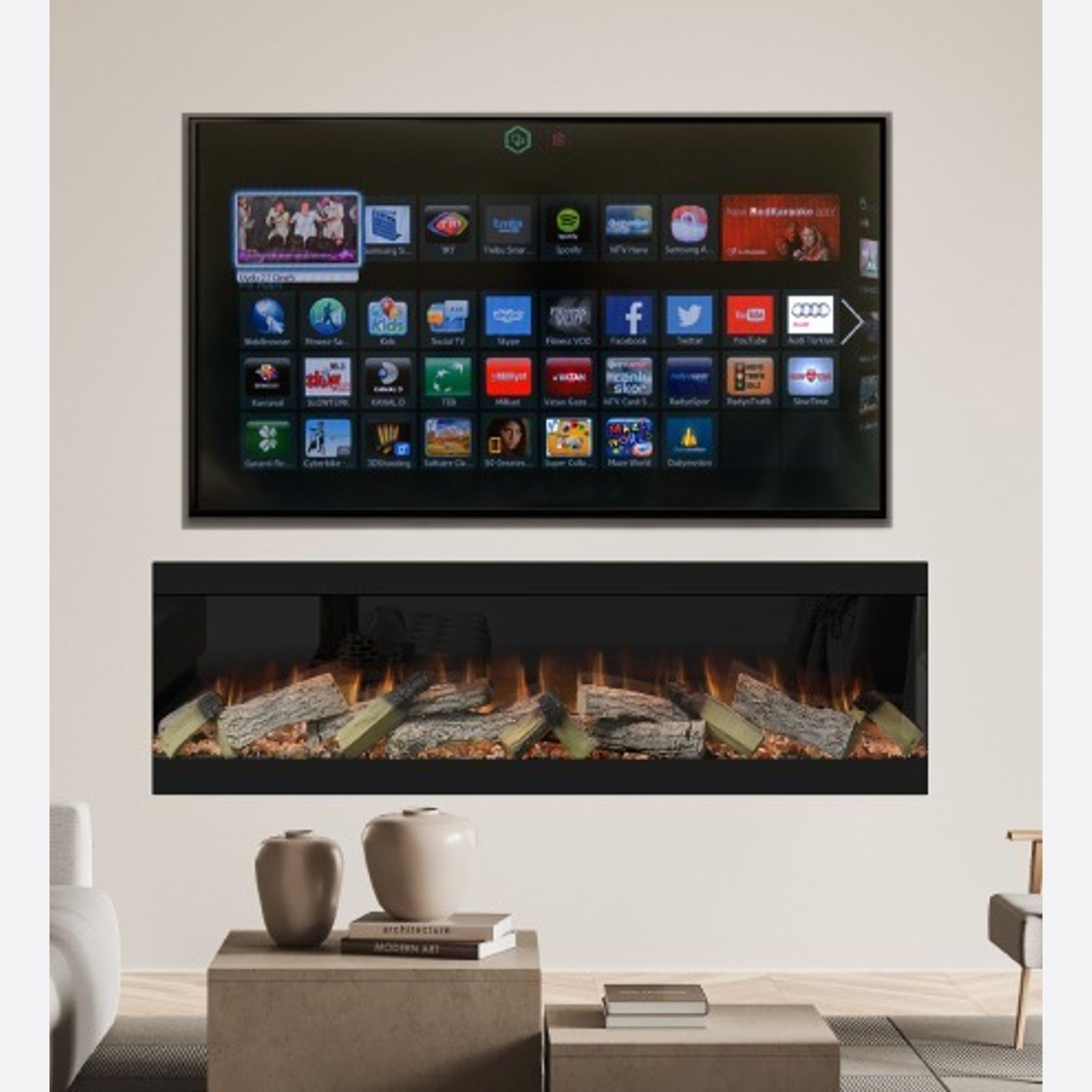 Evonic Volante 1800 Black Edition Electric Fireplace gallery detail image