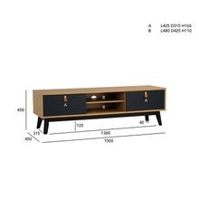 CASTOR Entertainment TV Unit 150cm - Natural, Navy Blue & Black gallery detail image