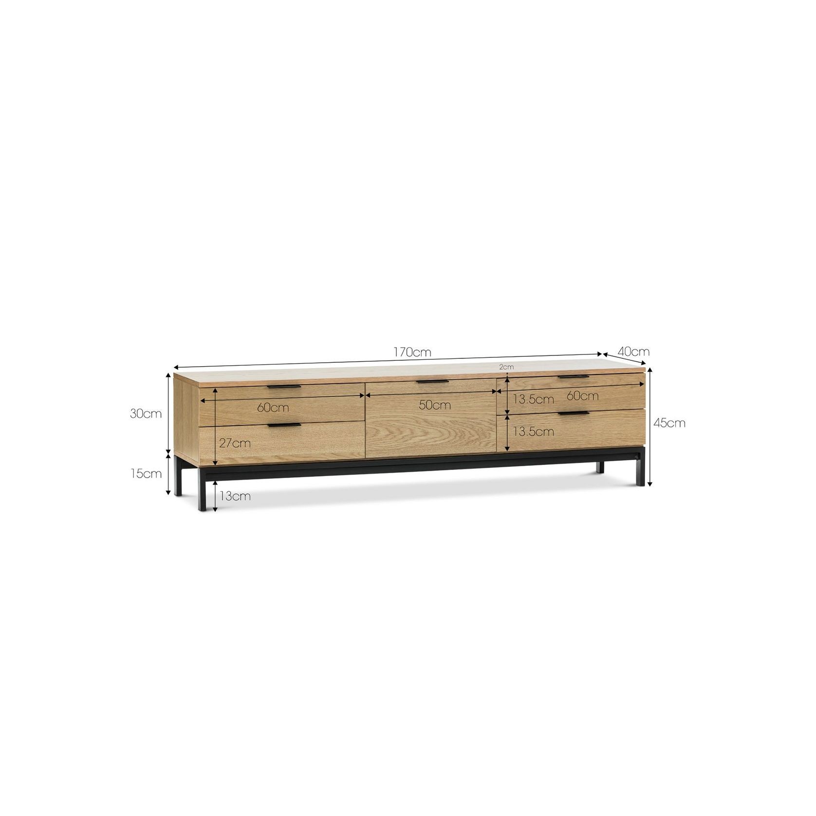 Macy Oak Entertainment Unit | Natural & Black gallery detail image