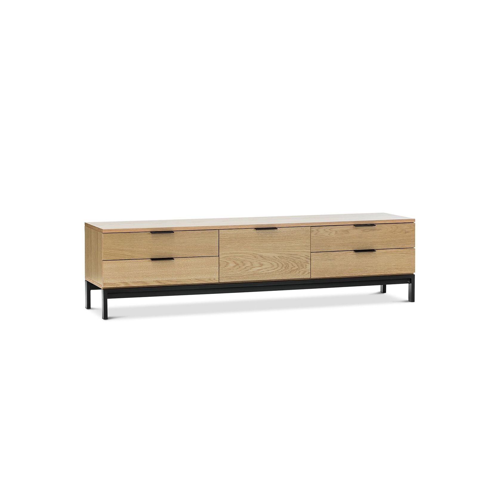 Macy Oak Entertainment Unit | Natural & Black gallery detail image