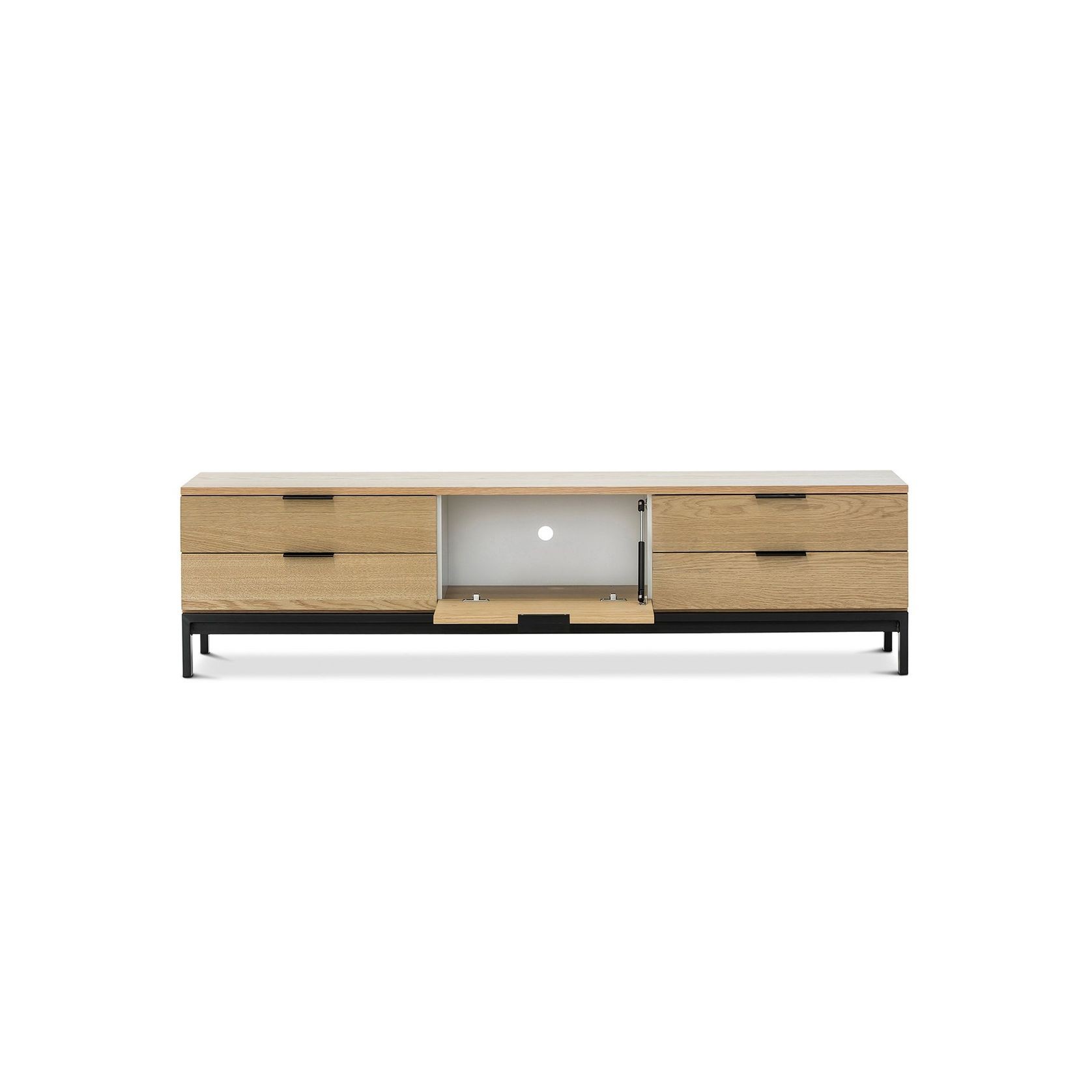 Macy Oak Entertainment Unit | Natural & Black gallery detail image