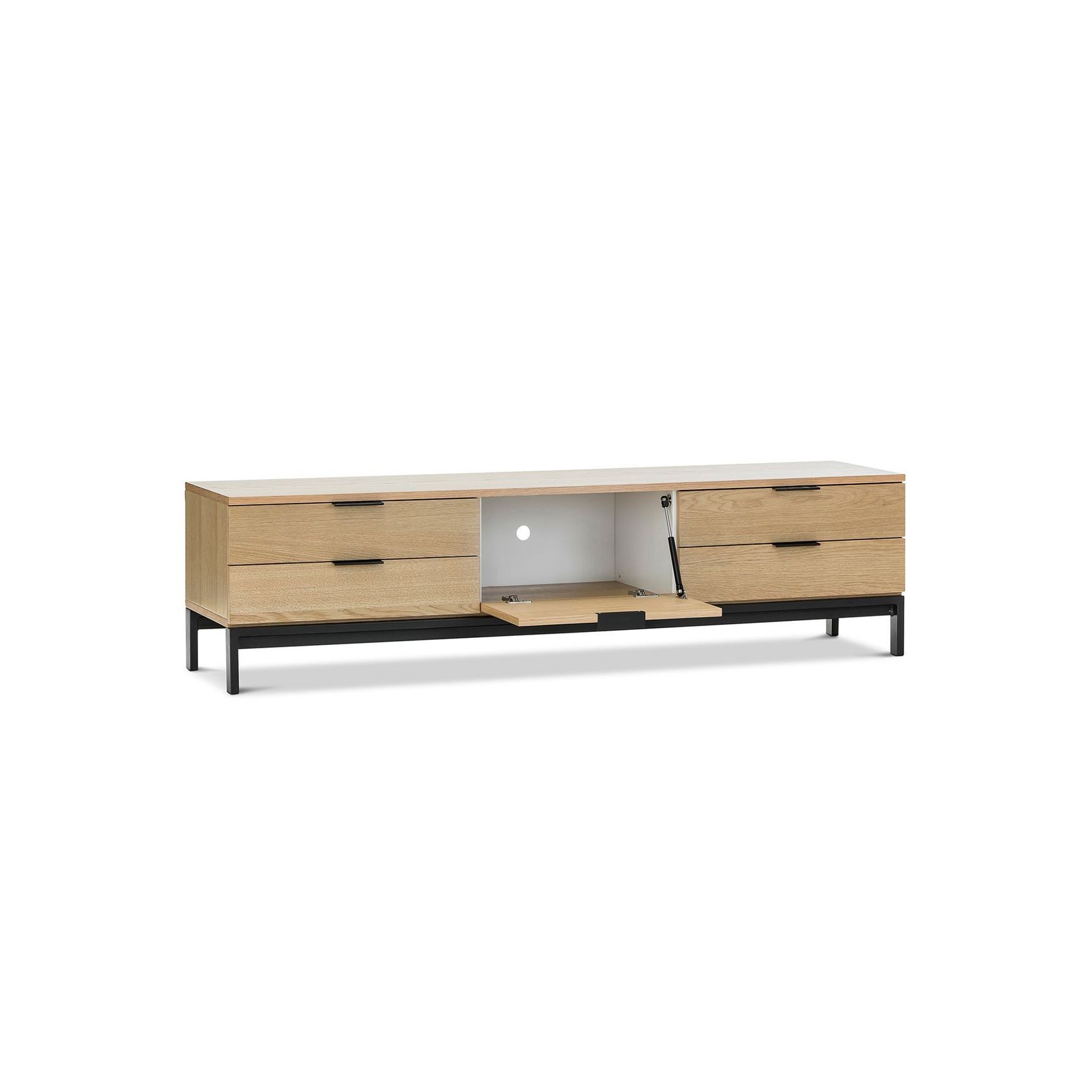 Macy Oak Entertainment Unit | Natural & Black gallery detail image