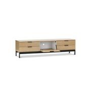 Macy Oak Entertainment Unit | Natural & Black gallery detail image