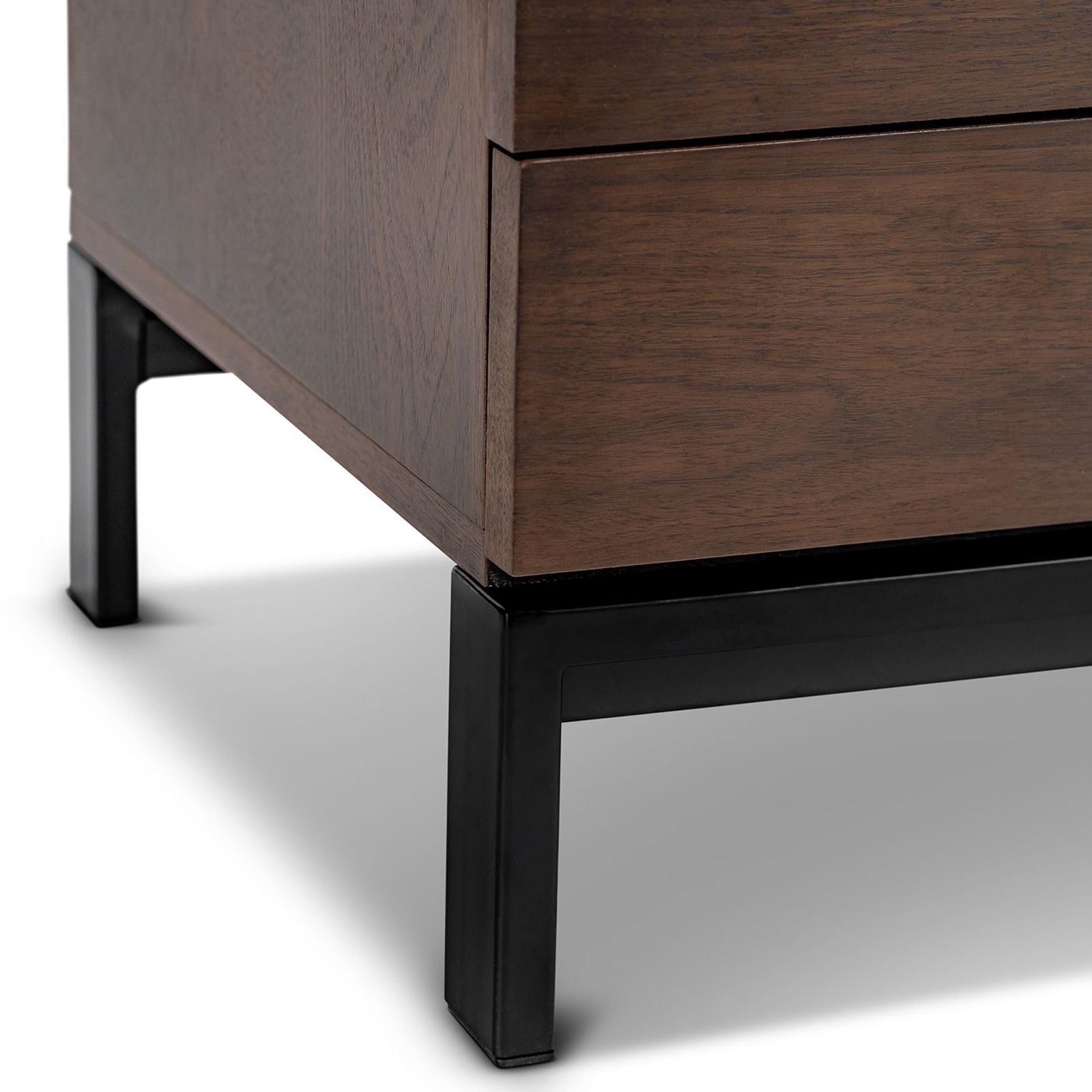 Macy Oak Entertainment Unit | Walnut & Black gallery detail image