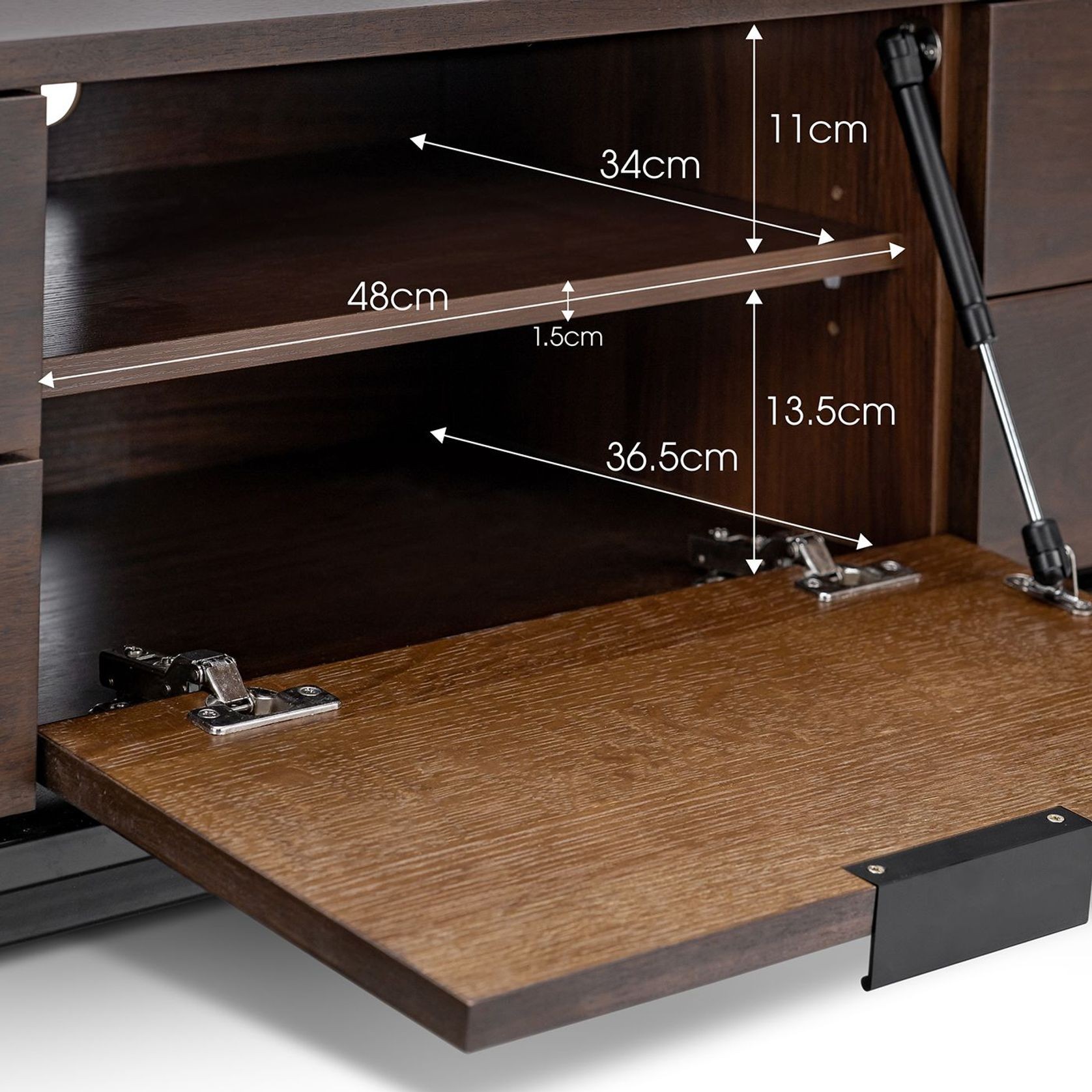 Macy Oak Entertainment Unit | Walnut & Black gallery detail image