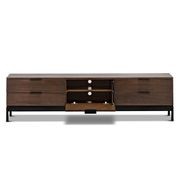 Macy Oak Entertainment Unit | Walnut & Black gallery detail image