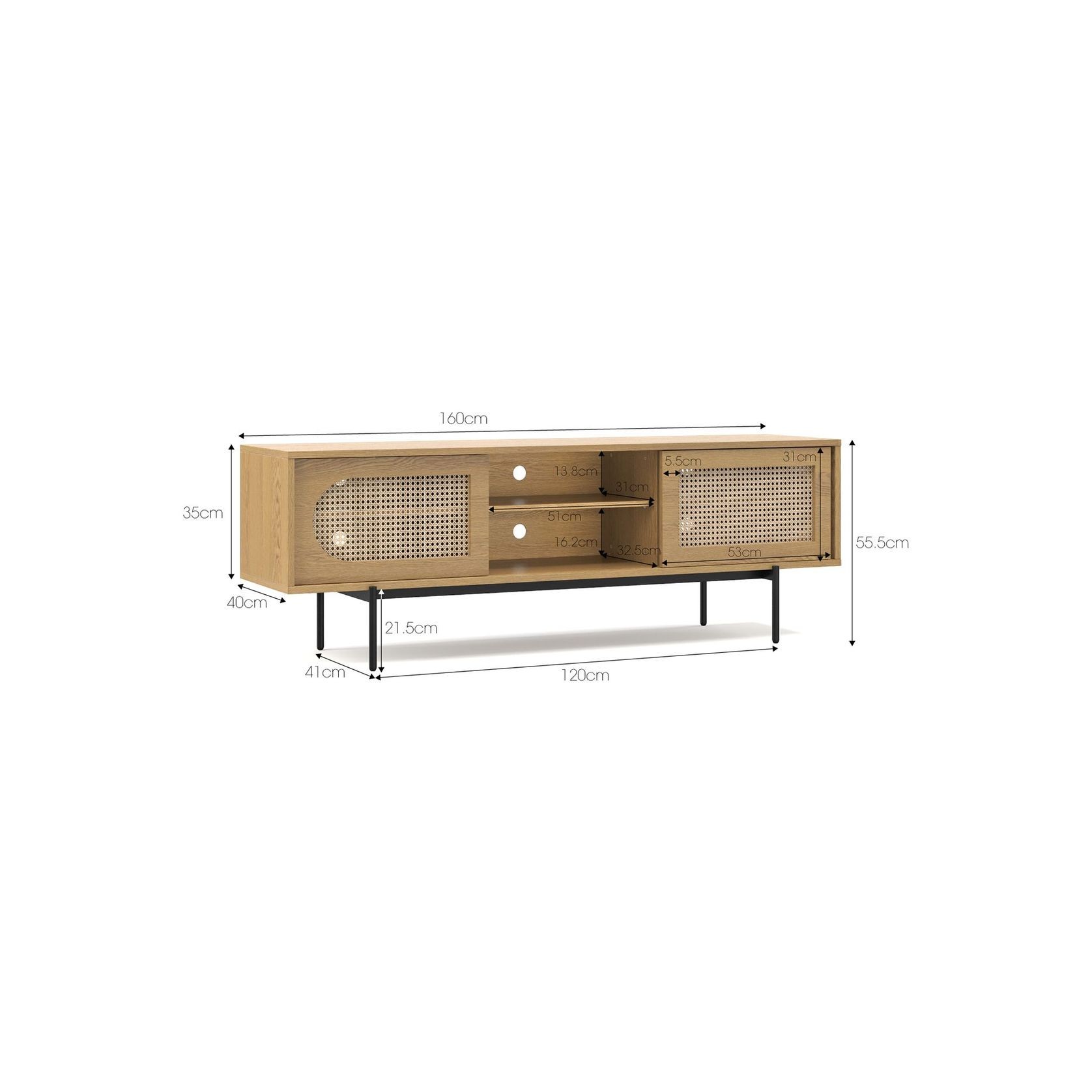 Fenton Woven Rattan TV Entertainment Unit | Natural Oak gallery detail image