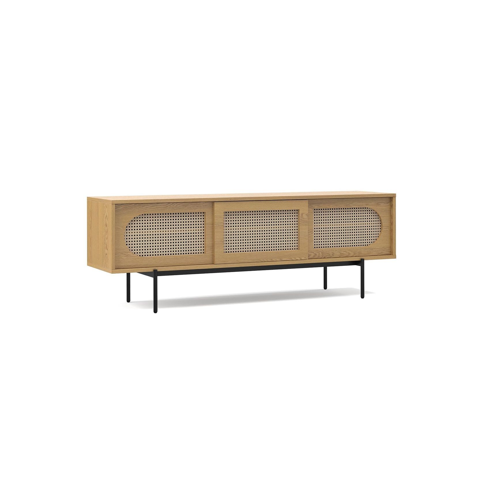 Fenton Woven Rattan TV Entertainment Unit | Natural Oak gallery detail image