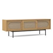 Fenton Woven Rattan TV Entertainment Unit | Natural Oak gallery detail image