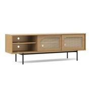 Fenton Woven Rattan TV Entertainment Unit | Natural Oak gallery detail image