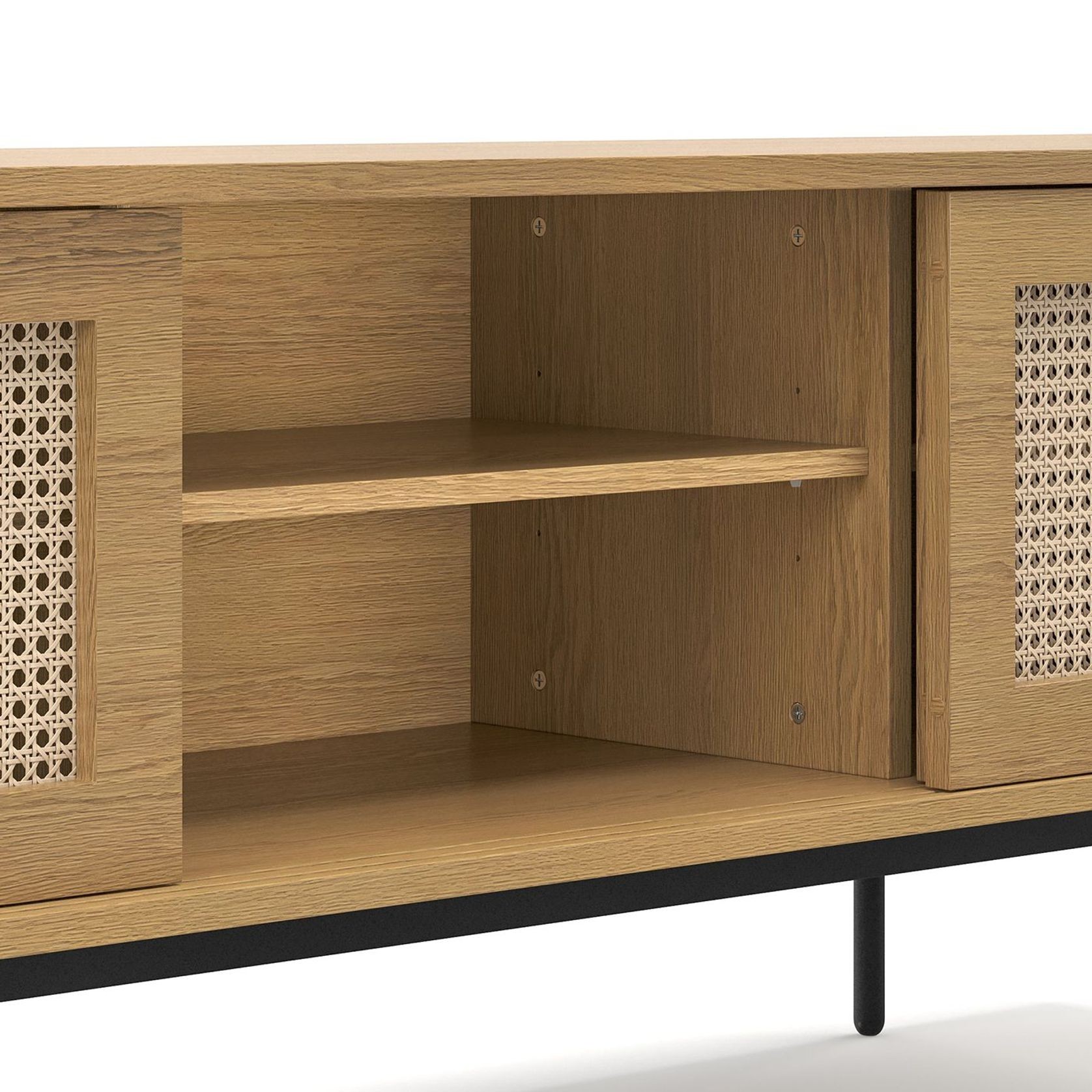 Fenton Woven Rattan TV Entertainment Unit | Natural Oak gallery detail image