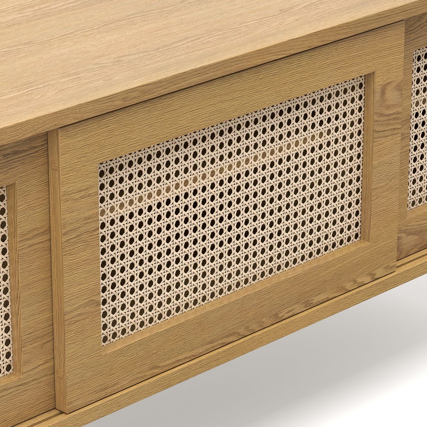 Fenton Woven Rattan TV Entertainment Unit | Natural Oak gallery detail image