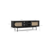 Fenton Woven Rattan Entertainment Unit | Black & Natural gallery detail image