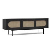 Fenton Woven Rattan Entertainment Unit | Black & Natural gallery detail image