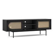 Fenton Woven Rattan Entertainment Unit | Black & Natural gallery detail image