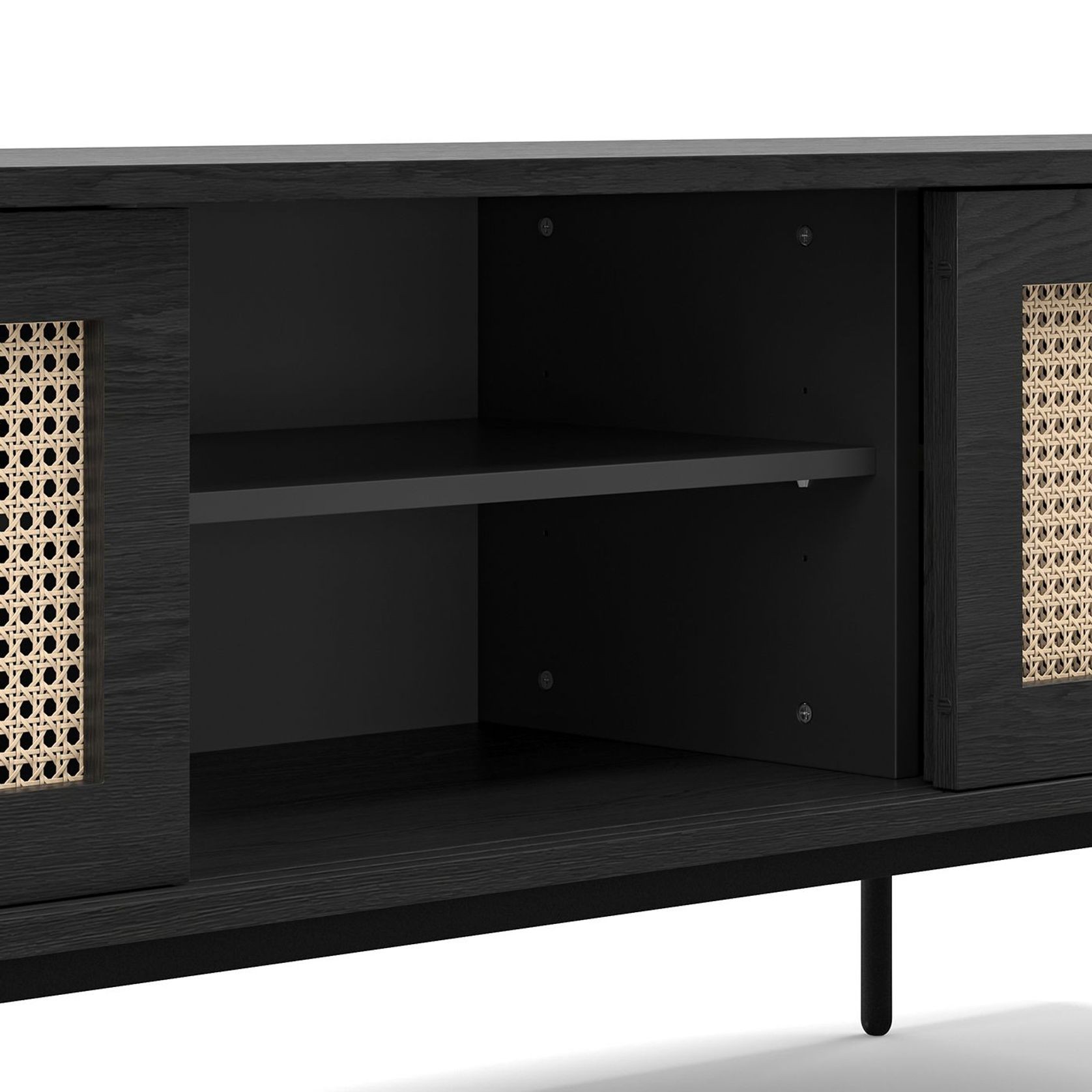 Fenton Woven Rattan Entertainment Unit | Black & Natural gallery detail image