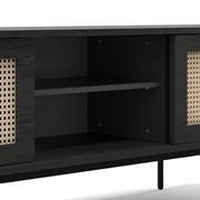 Fenton Woven Rattan Entertainment Unit | Black & Natural gallery detail image