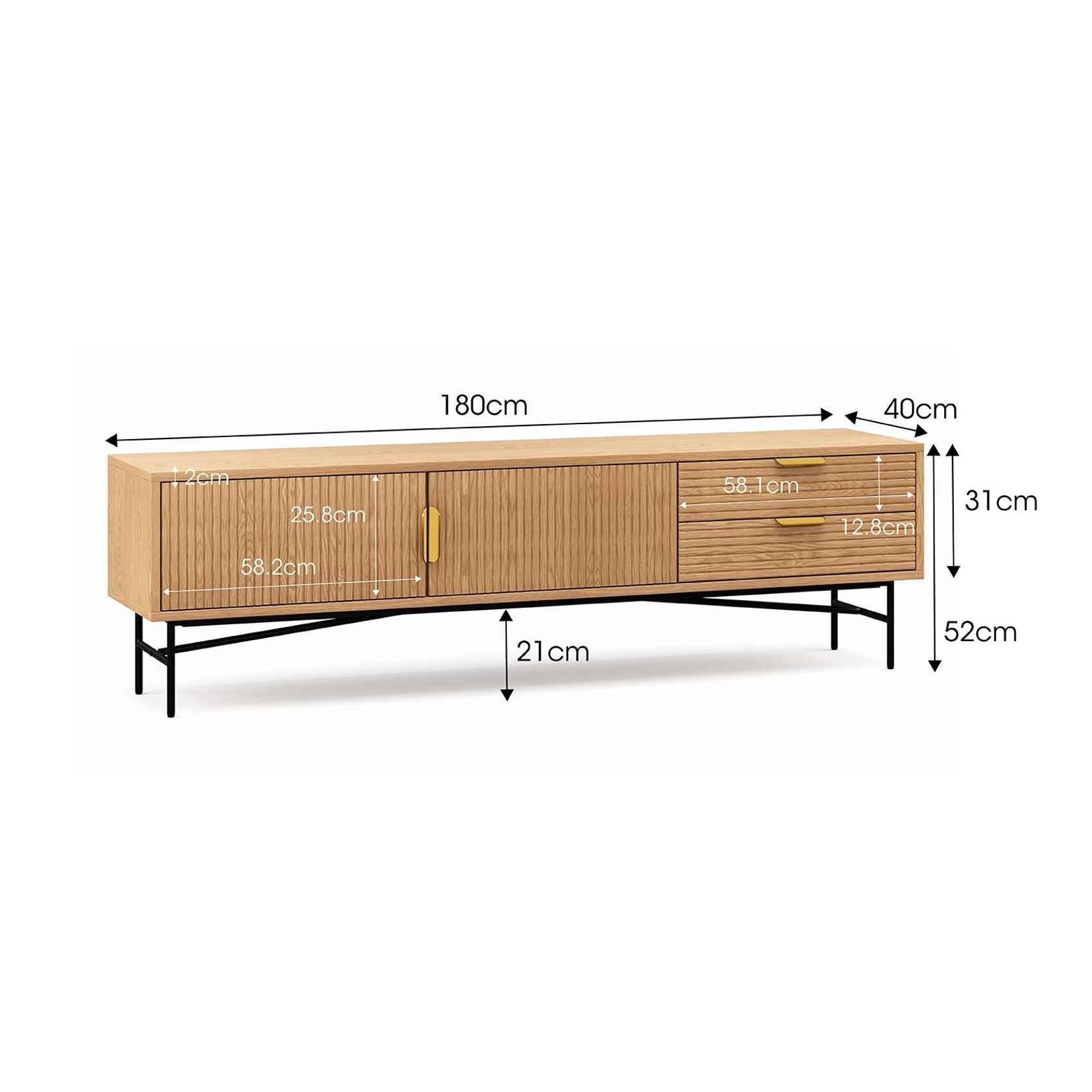 Kina Ripple Slatted TV Entertainment Unit | 180cm | Natural Oak gallery detail image