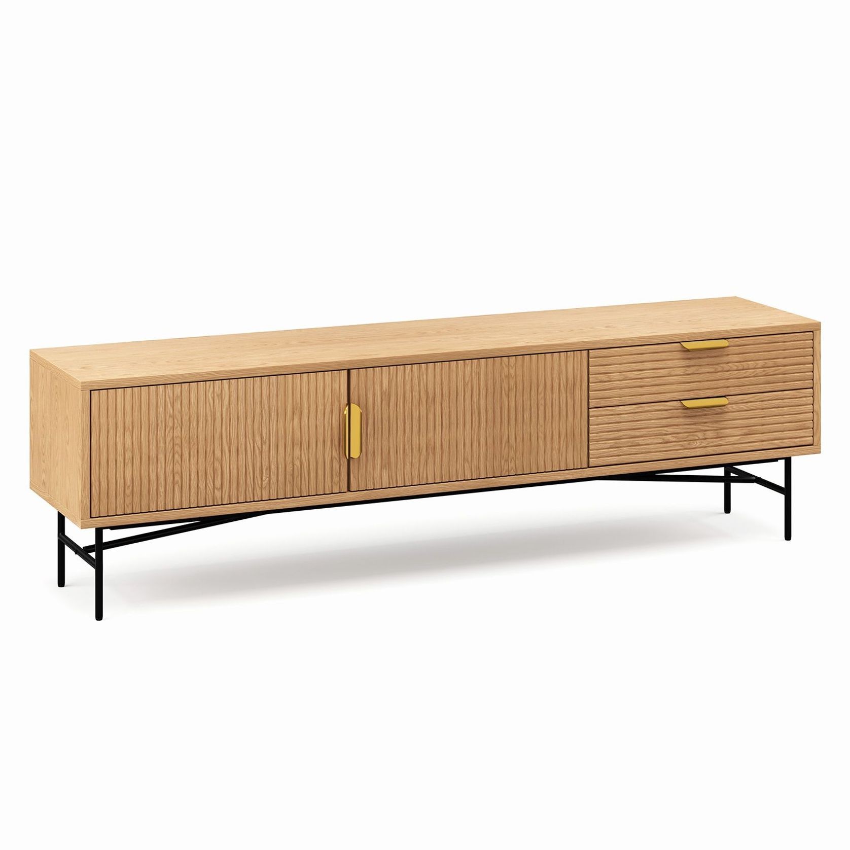 Kina Ripple Slatted TV Entertainment Unit | 180cm | Natural Oak gallery detail image