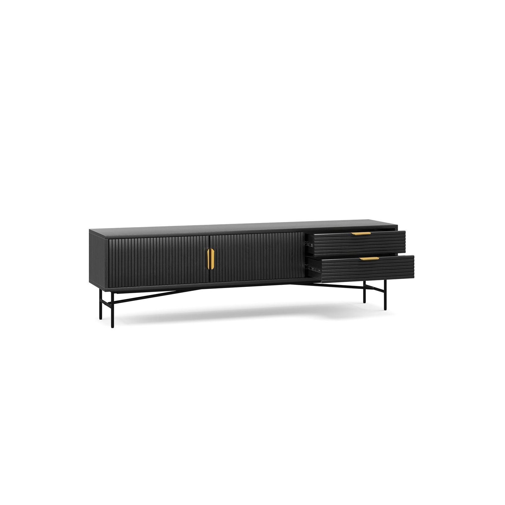 Kina Ripple Slatted TV Entertainment Unit | 180cm | Black Oak gallery detail image