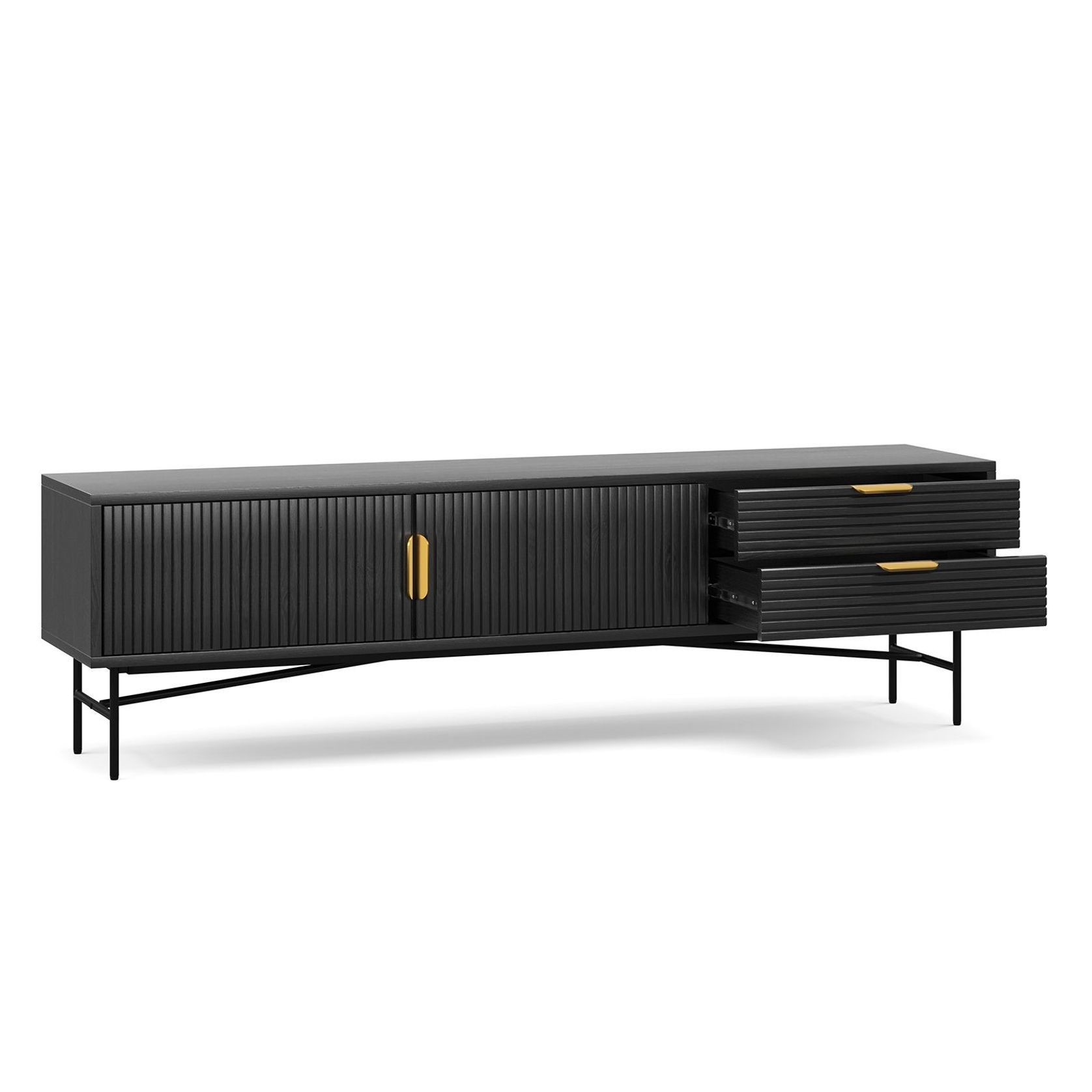 Kina Ripple Slatted TV Entertainment Unit | 180cm | Black Oak gallery detail image
