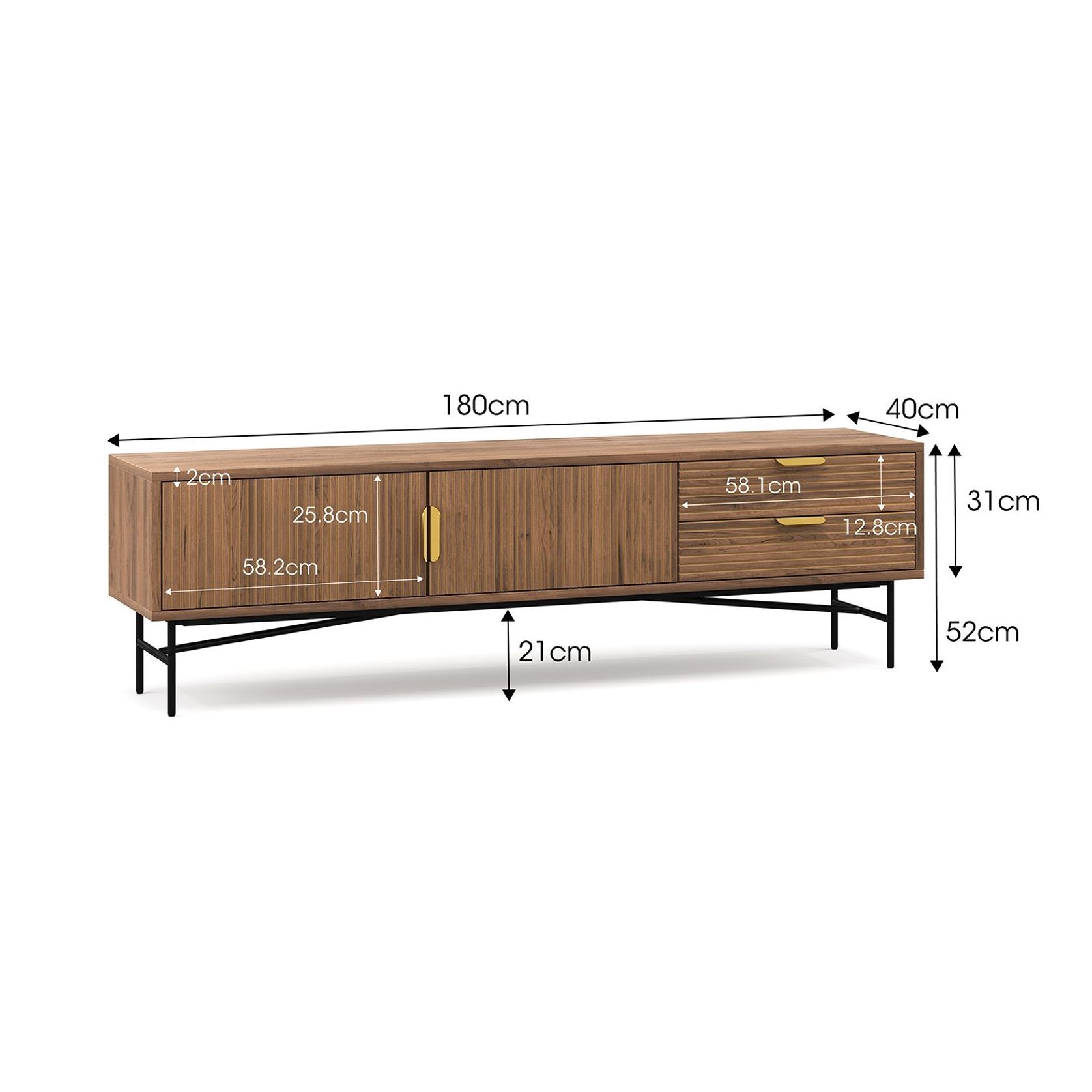 Kina Ripple Slatted TV Entertainment Unit | 180cm | Light Walnut gallery detail image