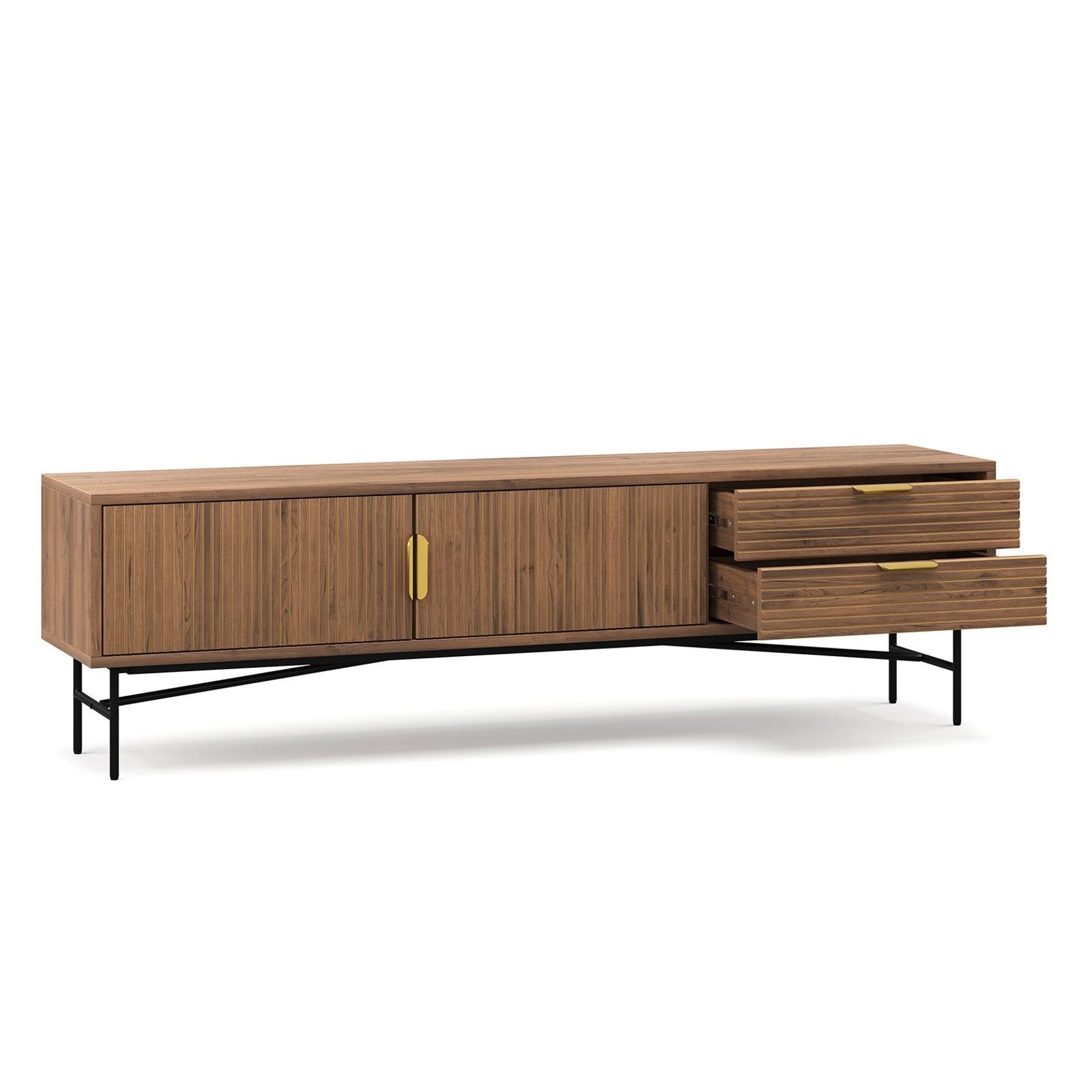 Kina Ripple Slatted TV Entertainment Unit | 180cm | Light Walnut gallery detail image