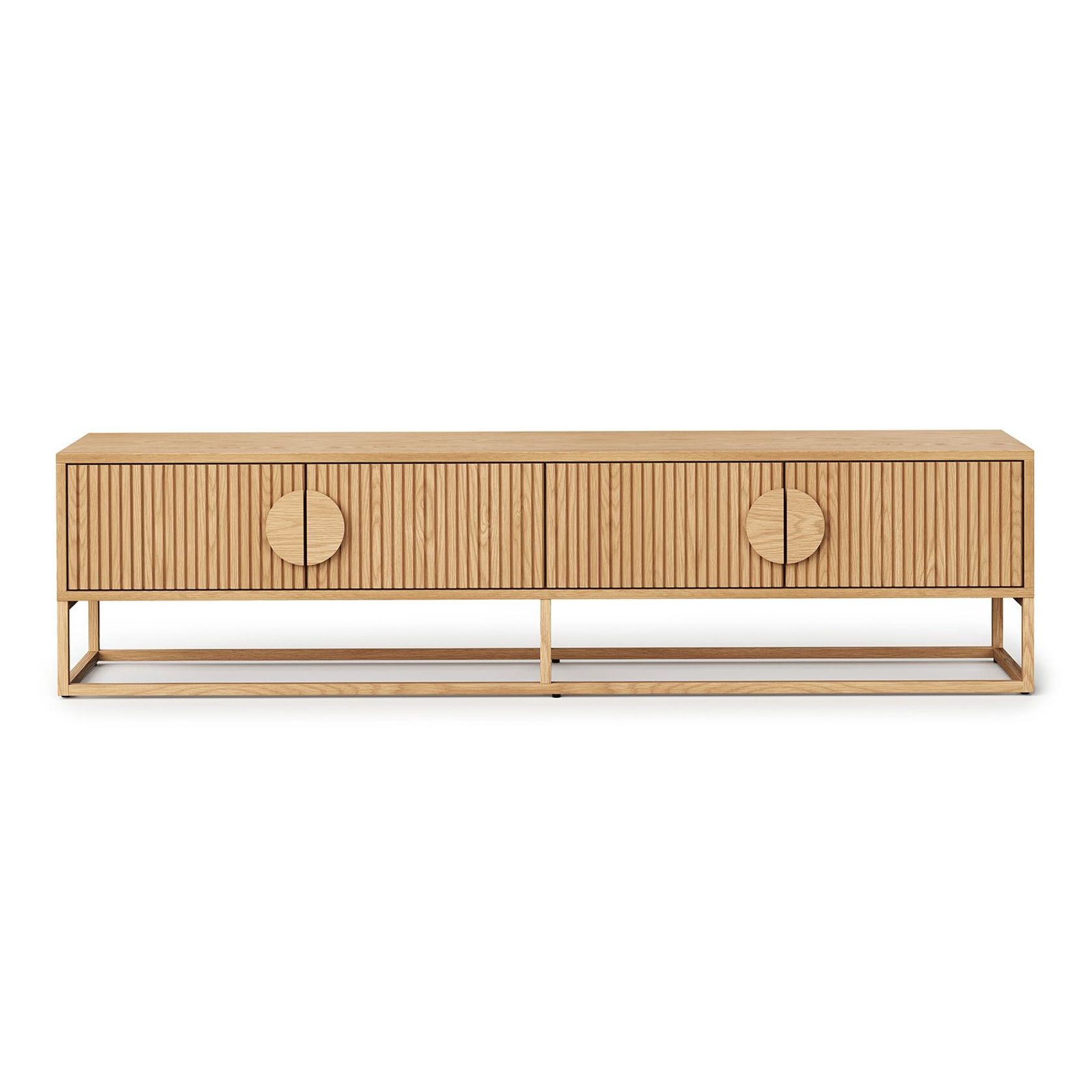 Braxton Ripple Slatted TV Entertainment Unit | 180cm | Natural Oak gallery detail image