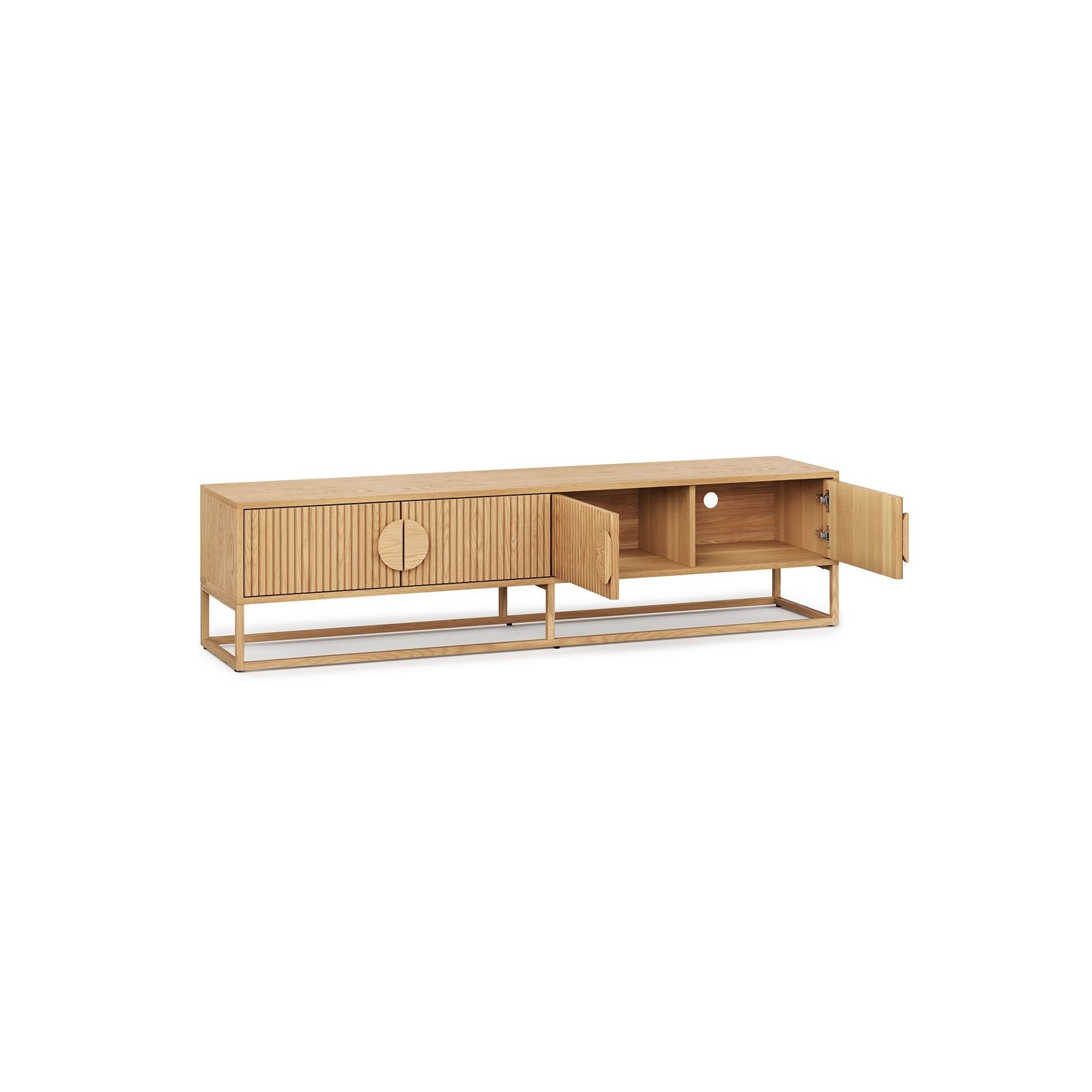 Braxton Ripple Slatted TV Entertainment Unit | 180cm | Natural Oak gallery detail image