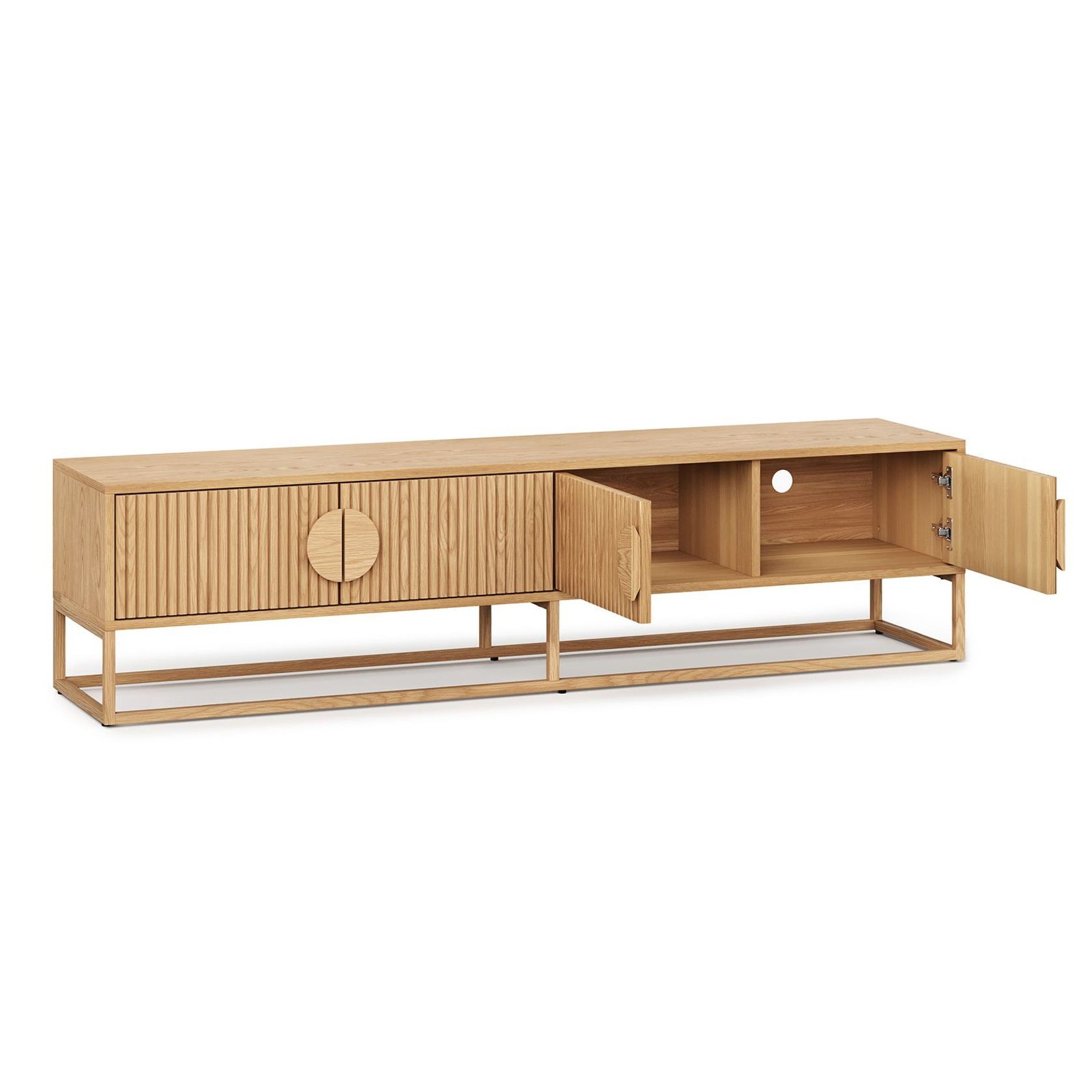 Braxton Ripple Slatted TV Entertainment Unit | 180cm | Natural Oak gallery detail image