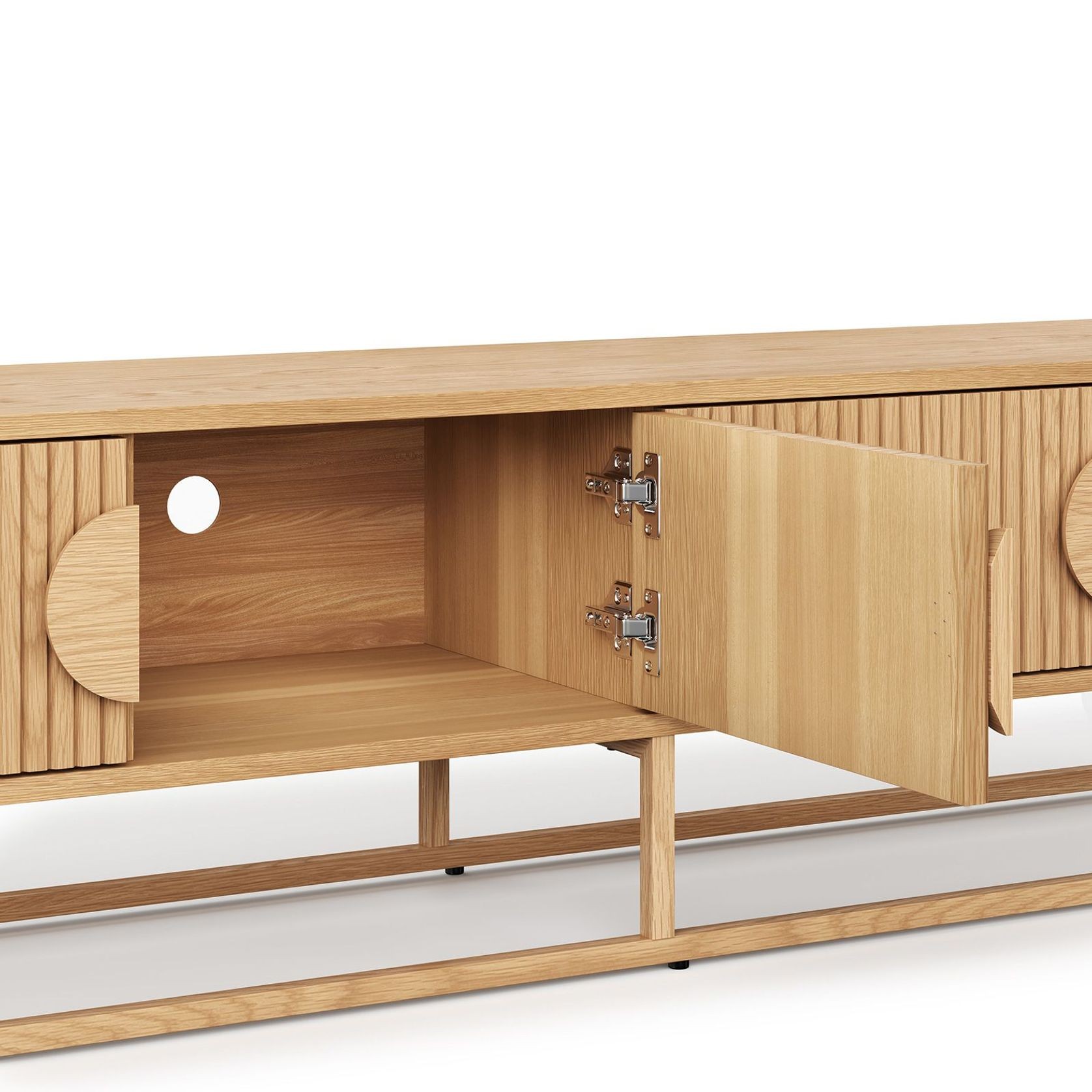 Braxton Ripple Slatted TV Entertainment Unit | 180cm | Natural Oak gallery detail image