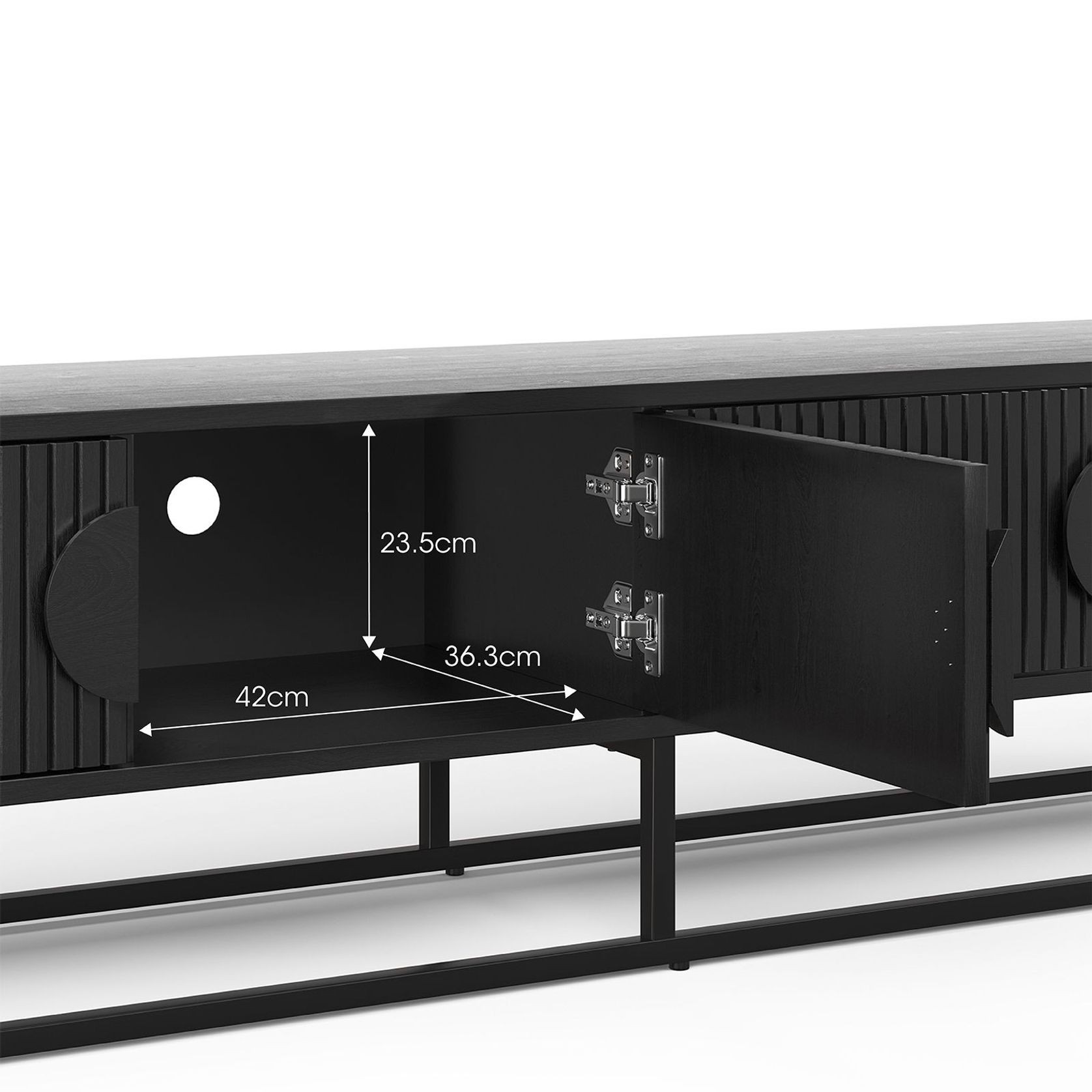 Braxton Ripple Slatted TV Entertainment Unit | 180cm | Black Oak gallery detail image