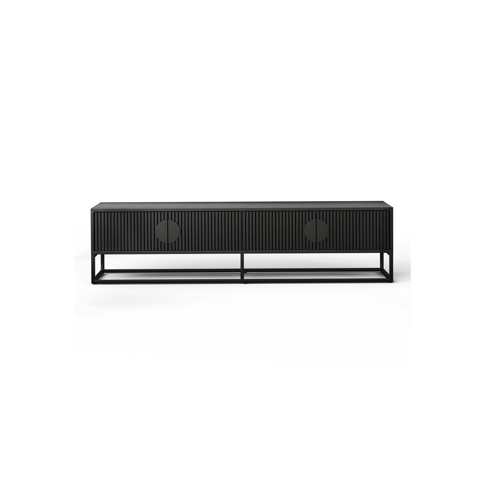 Braxton Ripple Slatted TV Entertainment Unit | 180cm | Black Oak gallery detail image