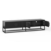 Braxton Ripple Slatted TV Entertainment Unit | 180cm | Black Oak gallery detail image