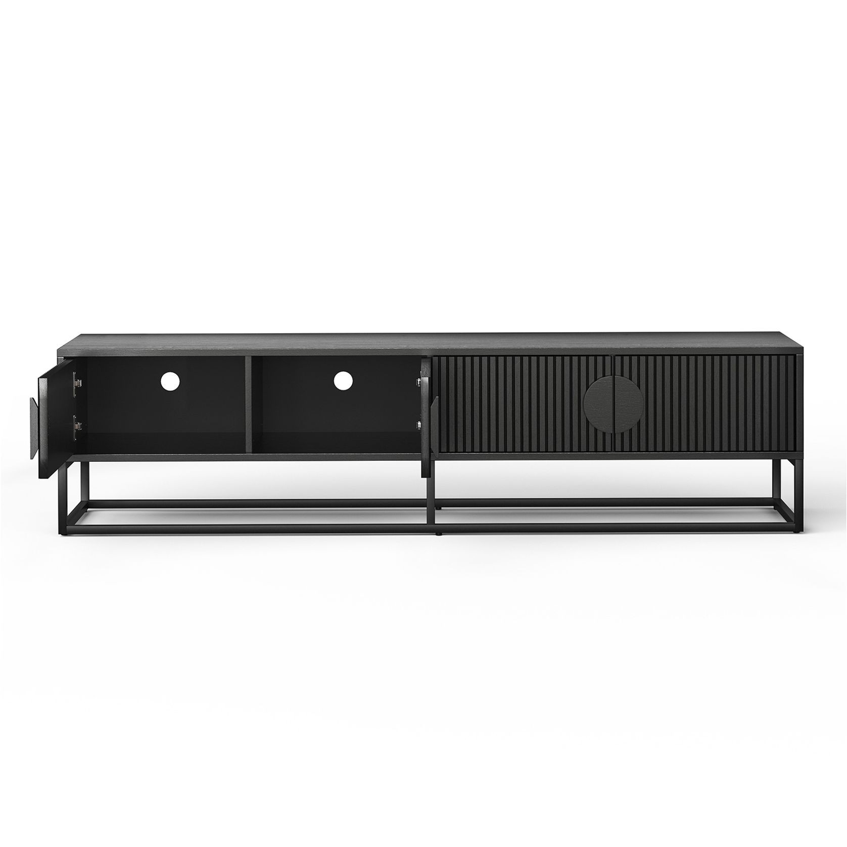 Braxton Ripple Slatted TV Entertainment Unit | 180cm | Black Oak gallery detail image