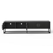 Braxton Ripple Slatted TV Entertainment Unit | 180cm | Black Oak gallery detail image