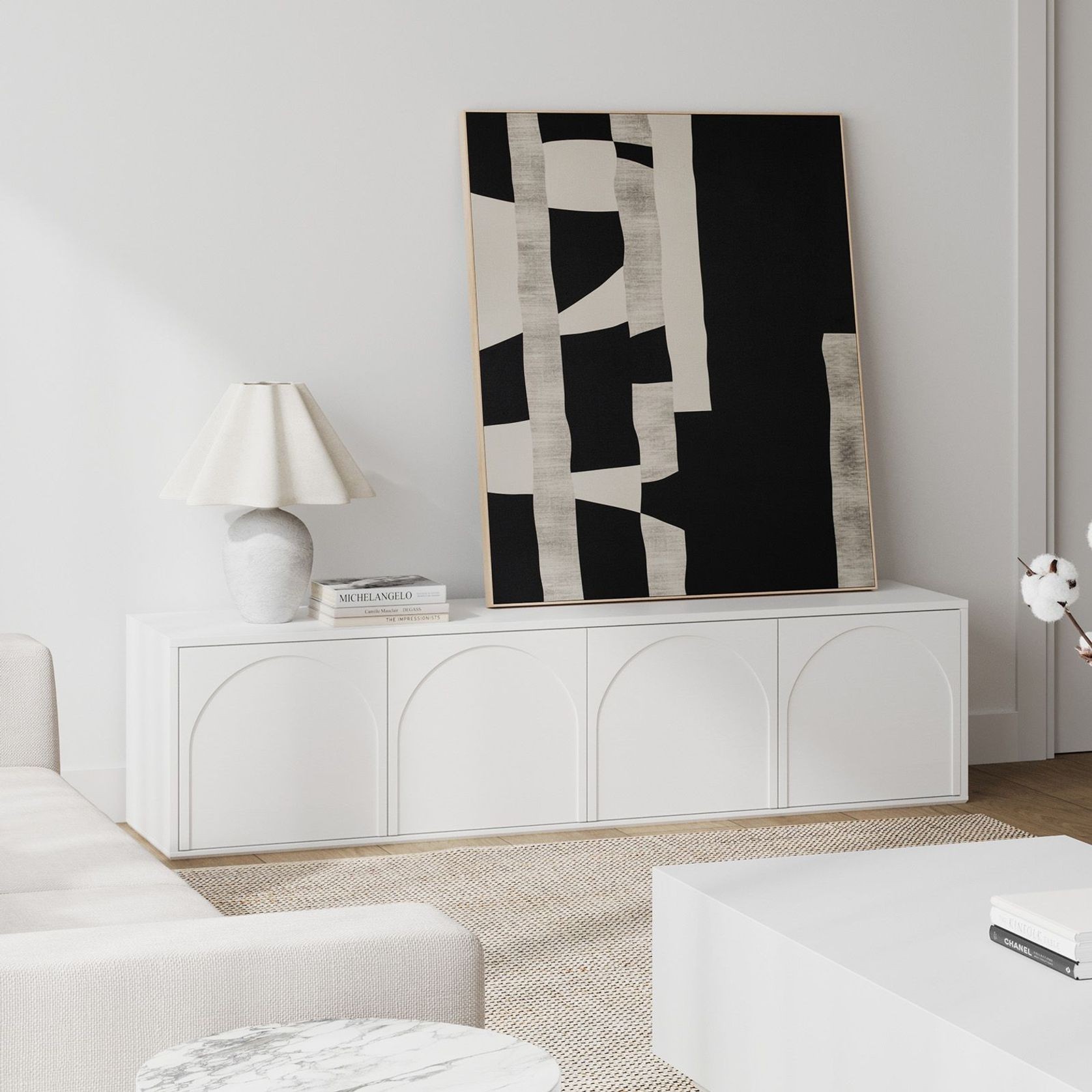 Aurora 4 Door Arch TV Entertainment Unit | White Oak gallery detail image